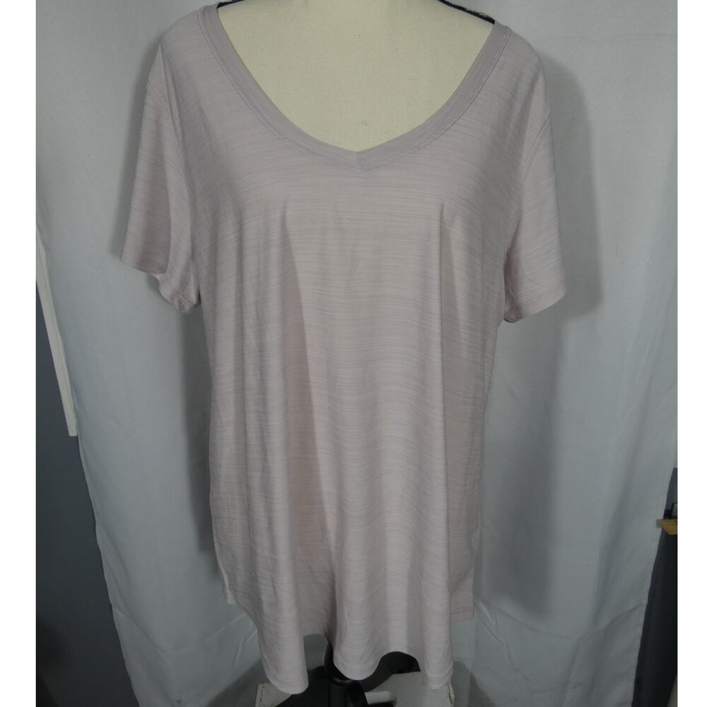MTA Sport Women's Pink 1X Scoop Neck Short Sleeve Athliesure Shirt Round Hem